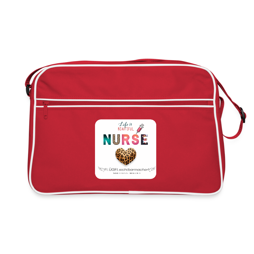 Retro Tasche "NURSE" - FLÜGELsichtbarmacher - Rot/Weiß