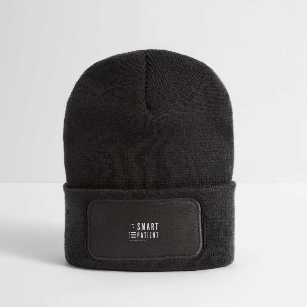 Recycelte Patch Beanie "I'm a smart patient" - Trendy - Dunkelgrau