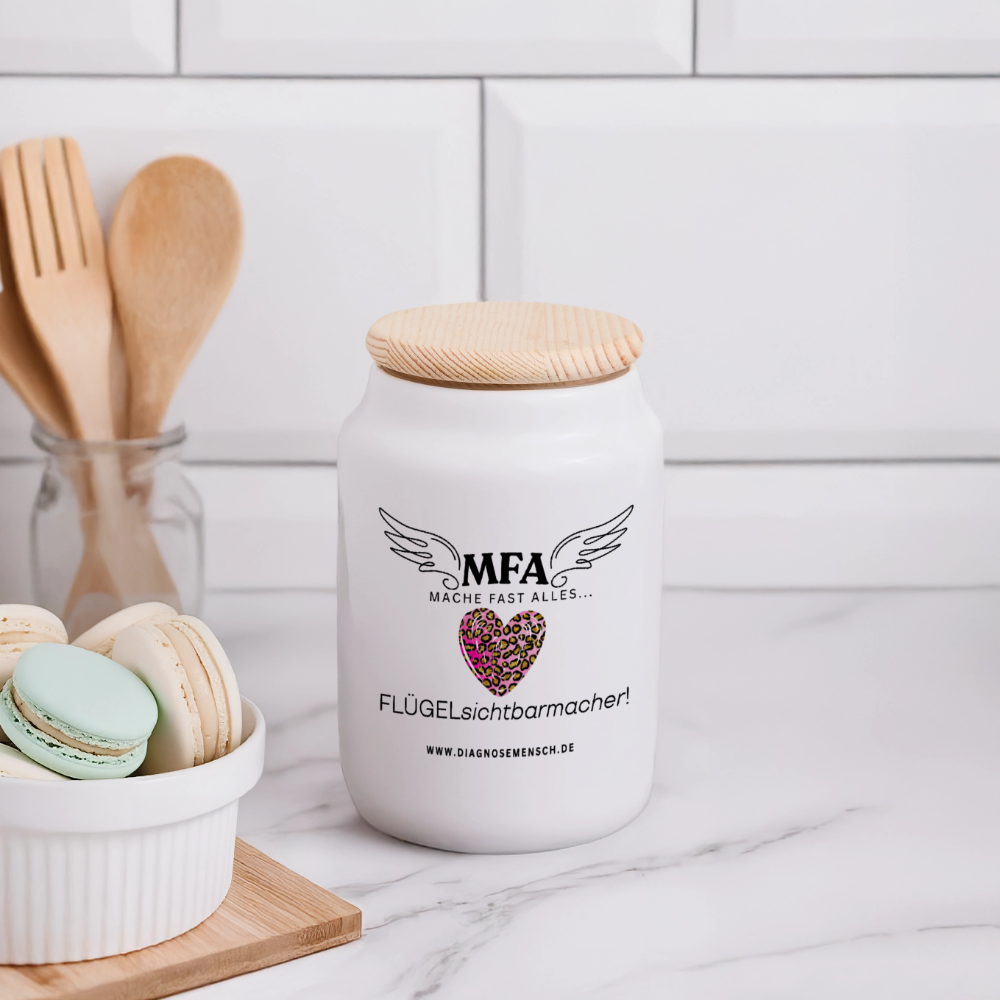 Keksdose mit Holzdeckel "MFA Leo" - Best Buddy - Weiß