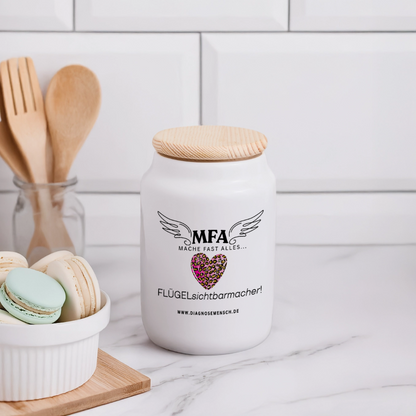 Keksdose mit Holzdeckel "MFA Leo" - Best Buddy - Weiß