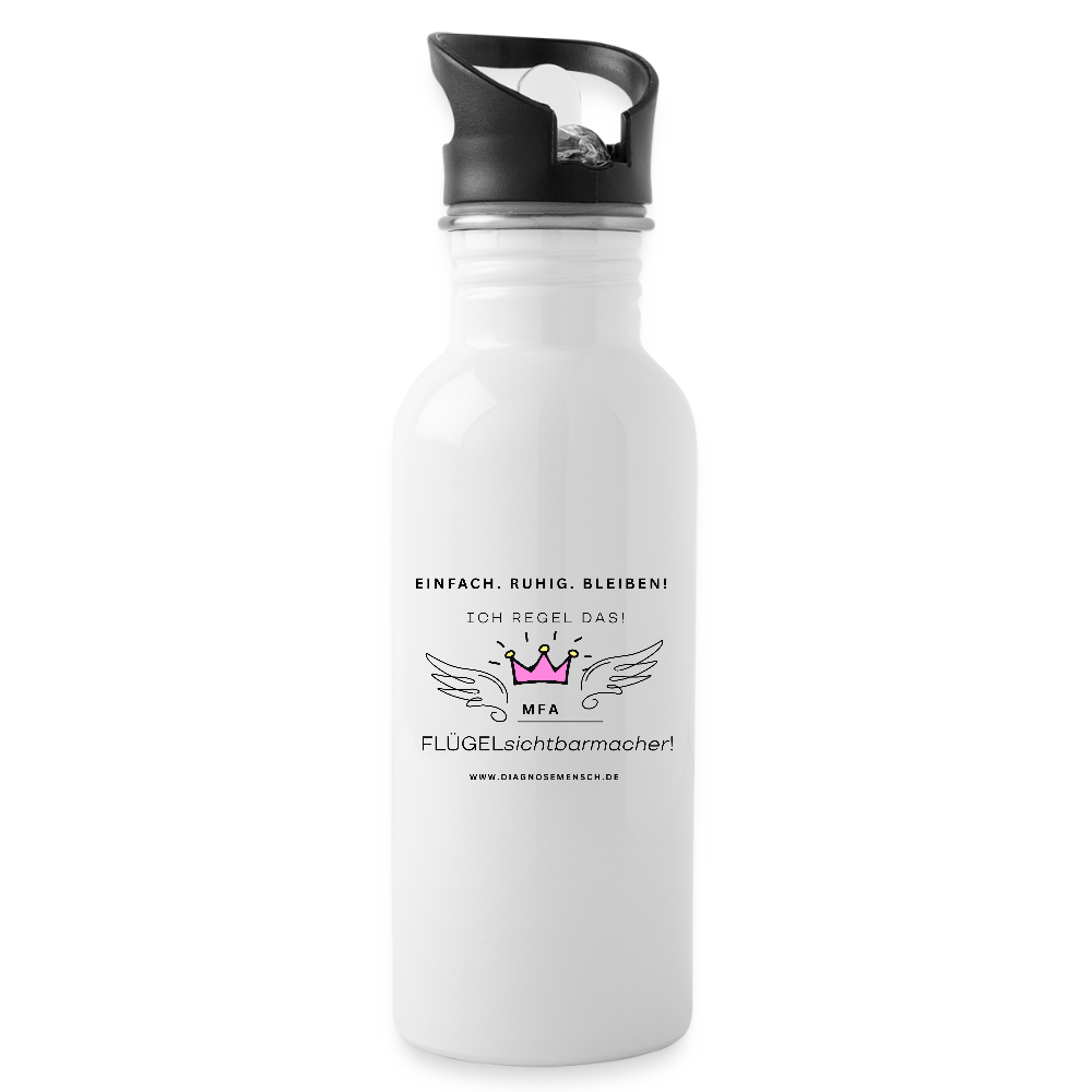 Trinkflasche mit integriertem Strohhalm "MFA" - Best Buddy - Weiß