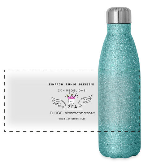 Glitzer Edelstahl Thermosflasche "ZFA" - Best Buddy - Blau Glitzer