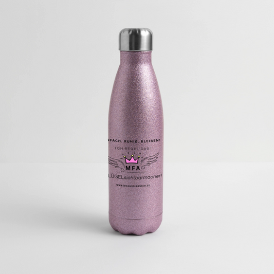 Glitzer Edelstahl Thermosflasche "MFA" - Best Buddy - Pink Glitzer
