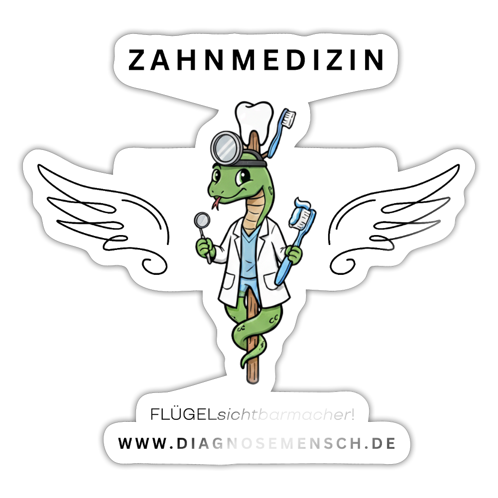 Sticker "Zahnmedizin" - FLÜGELsichtbarmacher - Weiß glänzend