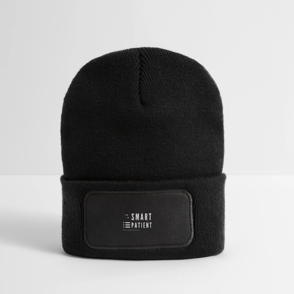 Recycelte Patch Beanie "I'm a smart patient" - Trendy - Schwarz