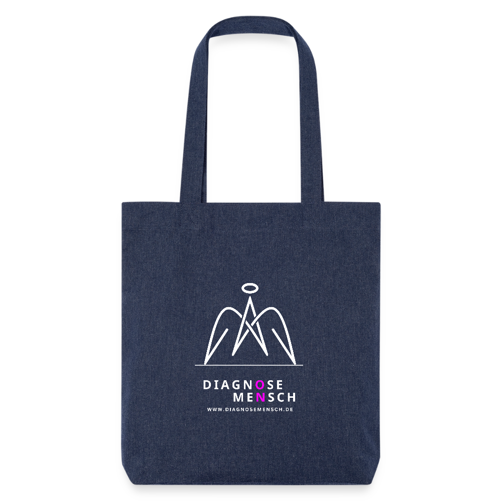 Recycelter Heavyweight Stoffbeutel "Diagnose Mensch" - ON - melange Blue