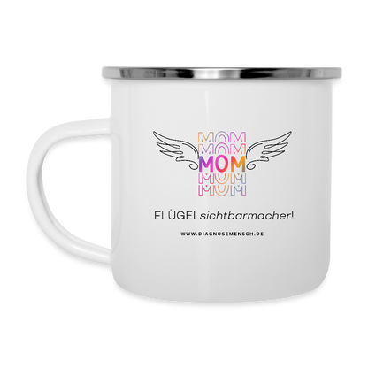 Emaille-Tasse "Flügel - Mom" - Best Buddy - Weiß