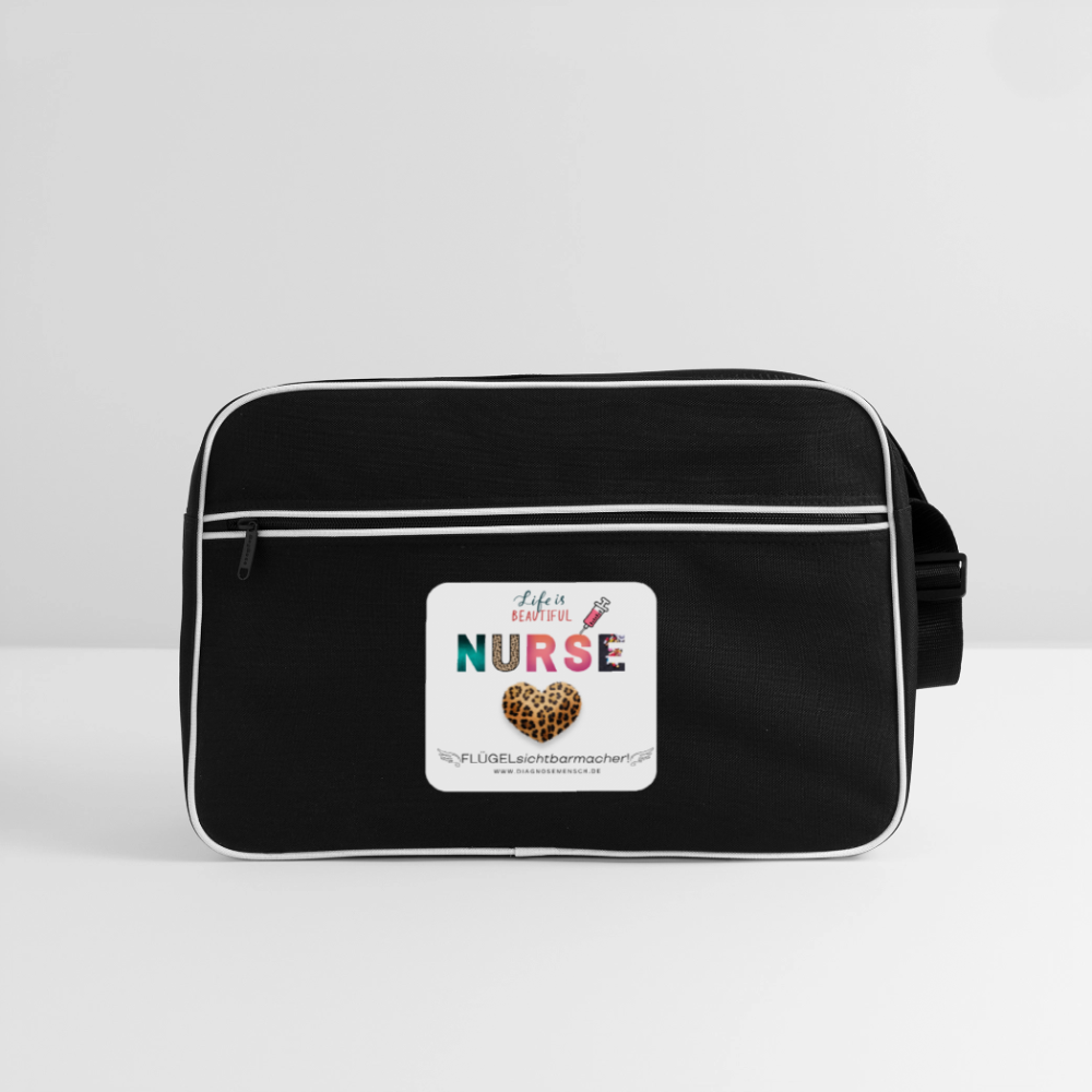 Retro Tasche "NURSE" - FLÜGELsichtbarmacher - Schwarz/Weiß