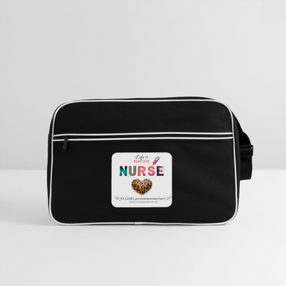 Retro Tasche "NURSE" - FLÜGELsichtbarmacher - Schwarz/Weiß
