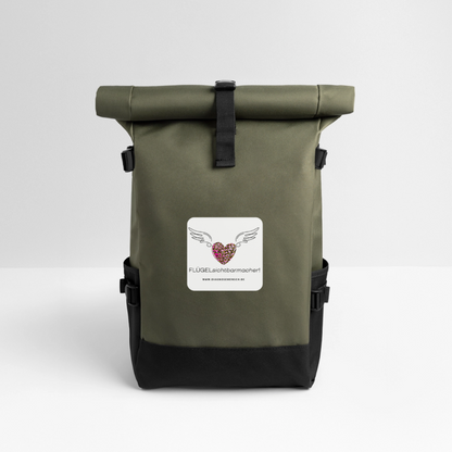 Rolltop Rucksack "FLÜGELsichtbarmacher" - Olive/Schwarz