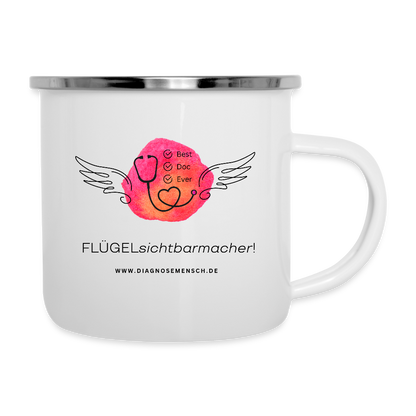 Emaille-Tasse "  Flügel Doc" - Best Buddy - Weiß