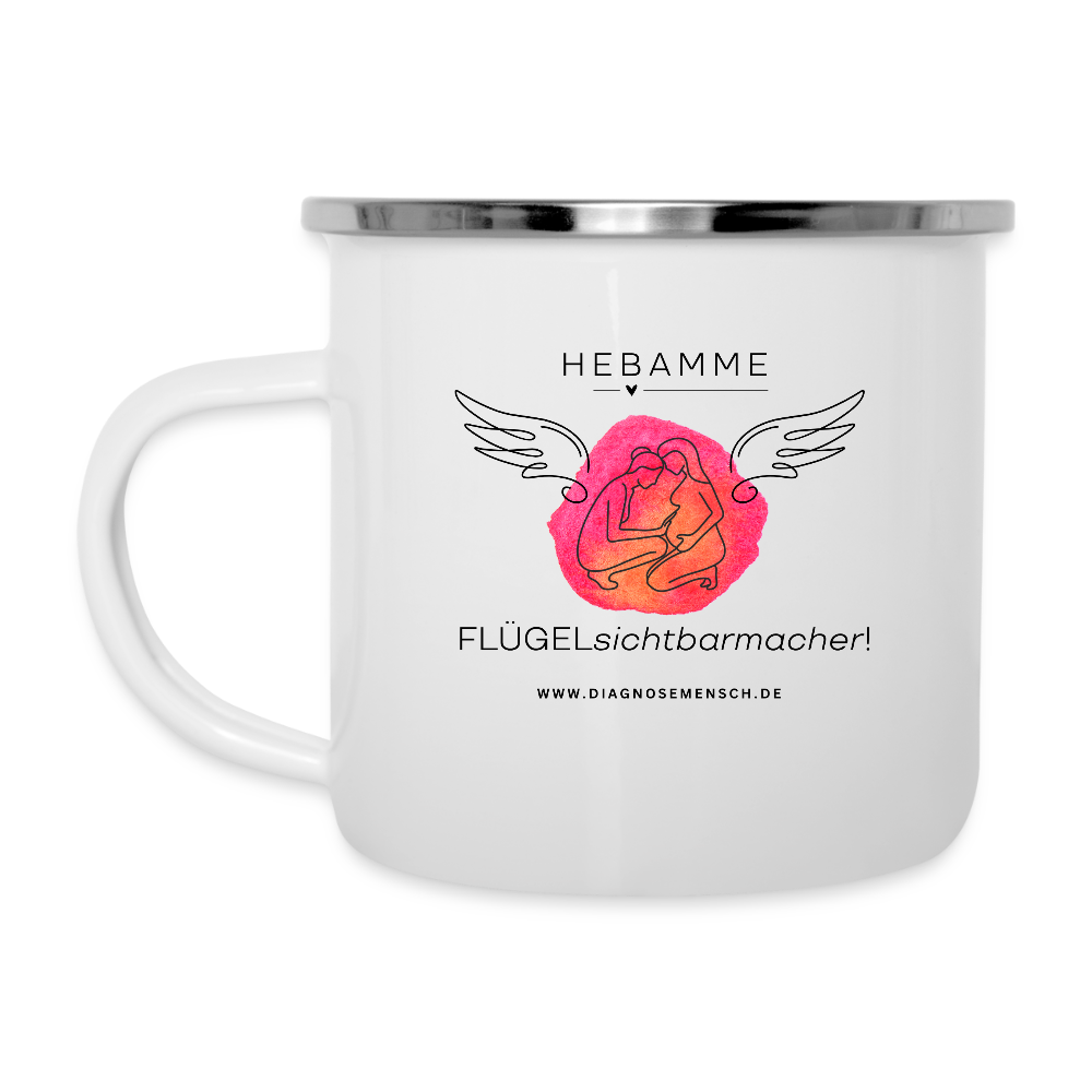 Emaille-Tasse "Flügel Hebamme" - Best Buddy - Weiß
