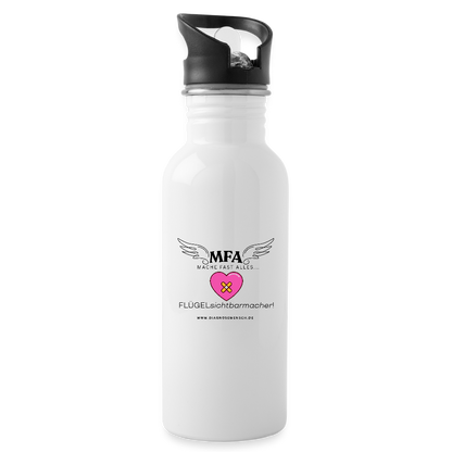 Trinkflasche mit Strohhalm - "MFA - HerzPflaster" - Best Buddy - Weiß