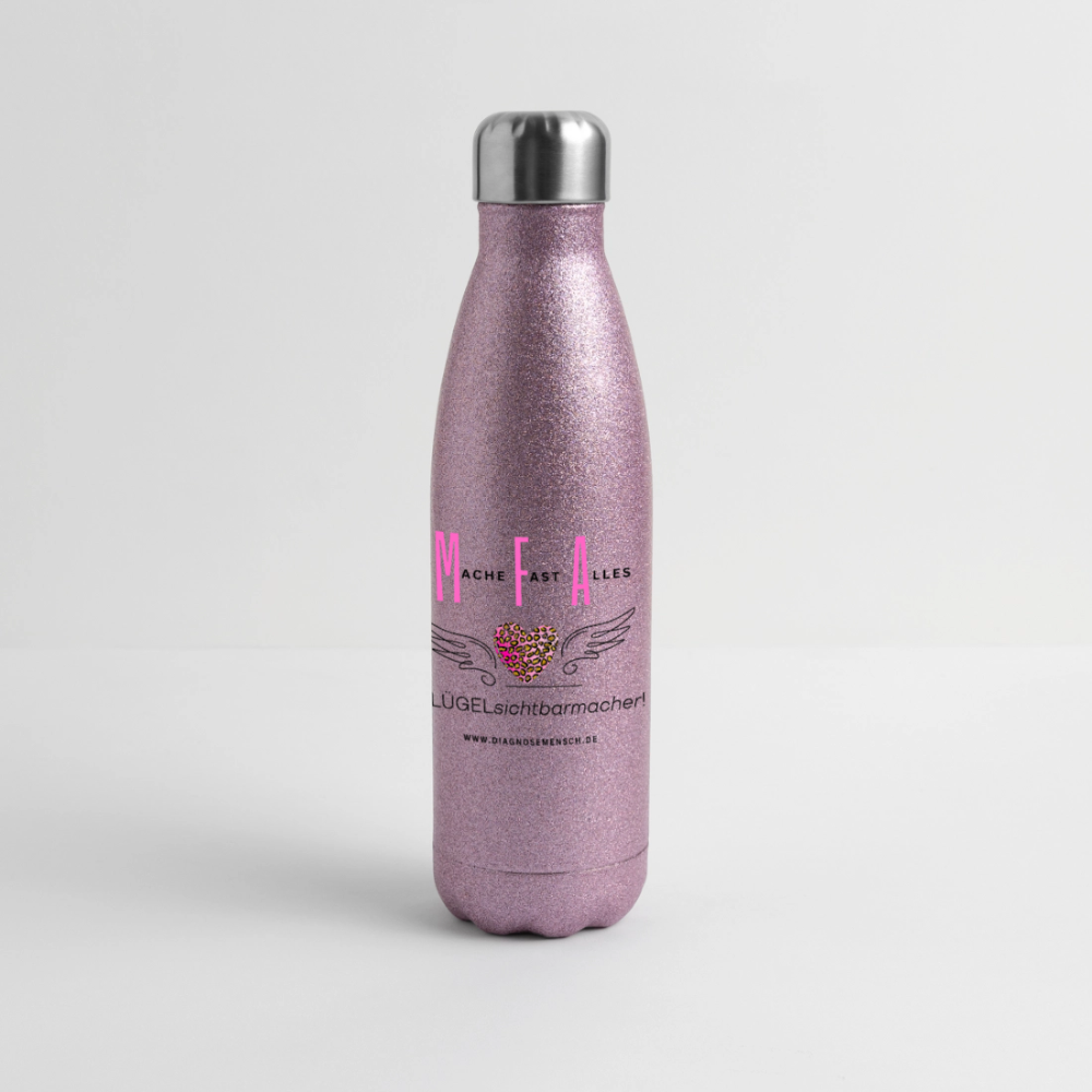 Glitzer Edelstahl Thermosflasche "MFA" - Best Buddy - Pink Glitzer