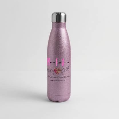 Glitzer Edelstahl Thermosflasche "MFA" - Best Buddy - Pink Glitzer