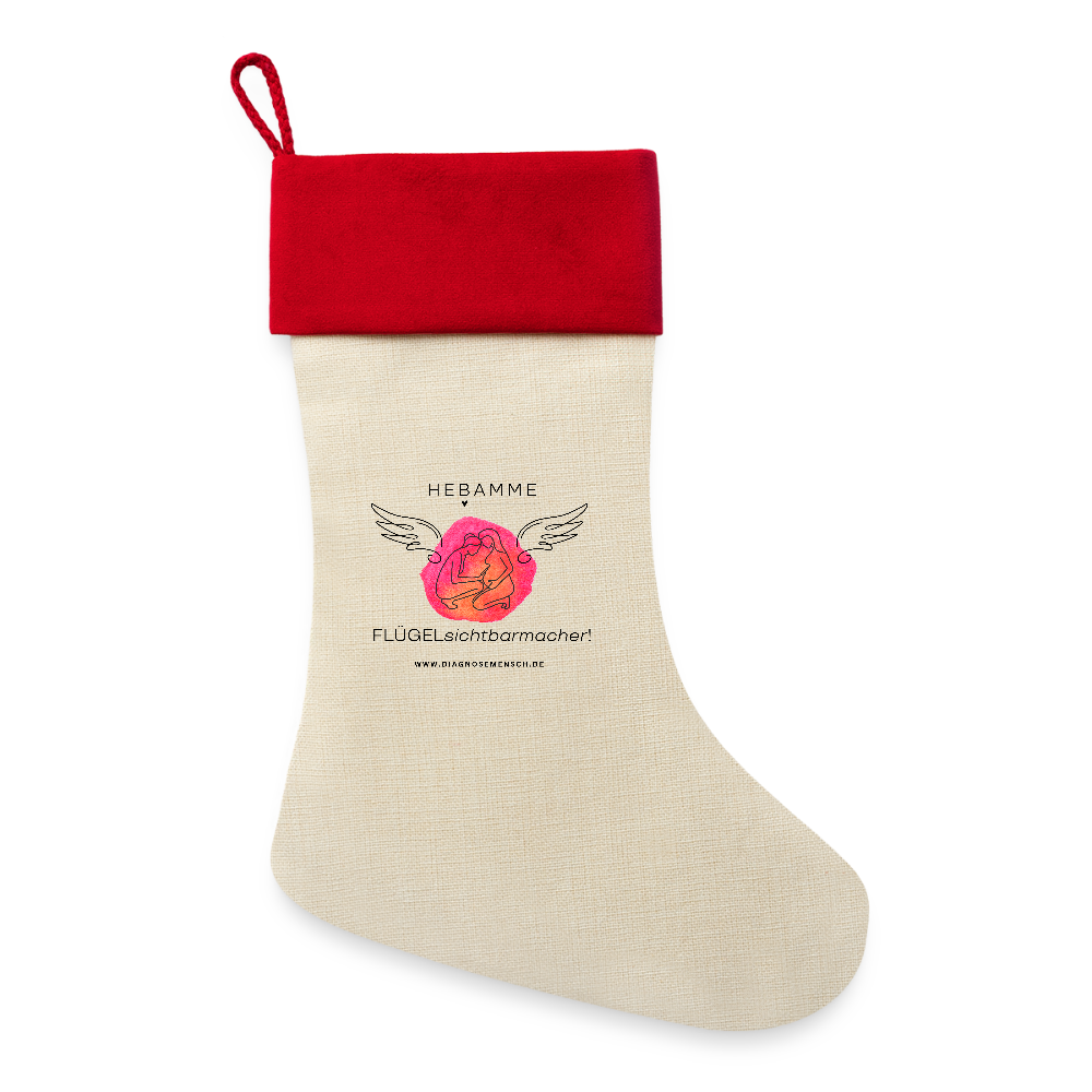Leinen Weihnachtsstrumpf Hebamme" - Best Buddy - Natur/Rot 