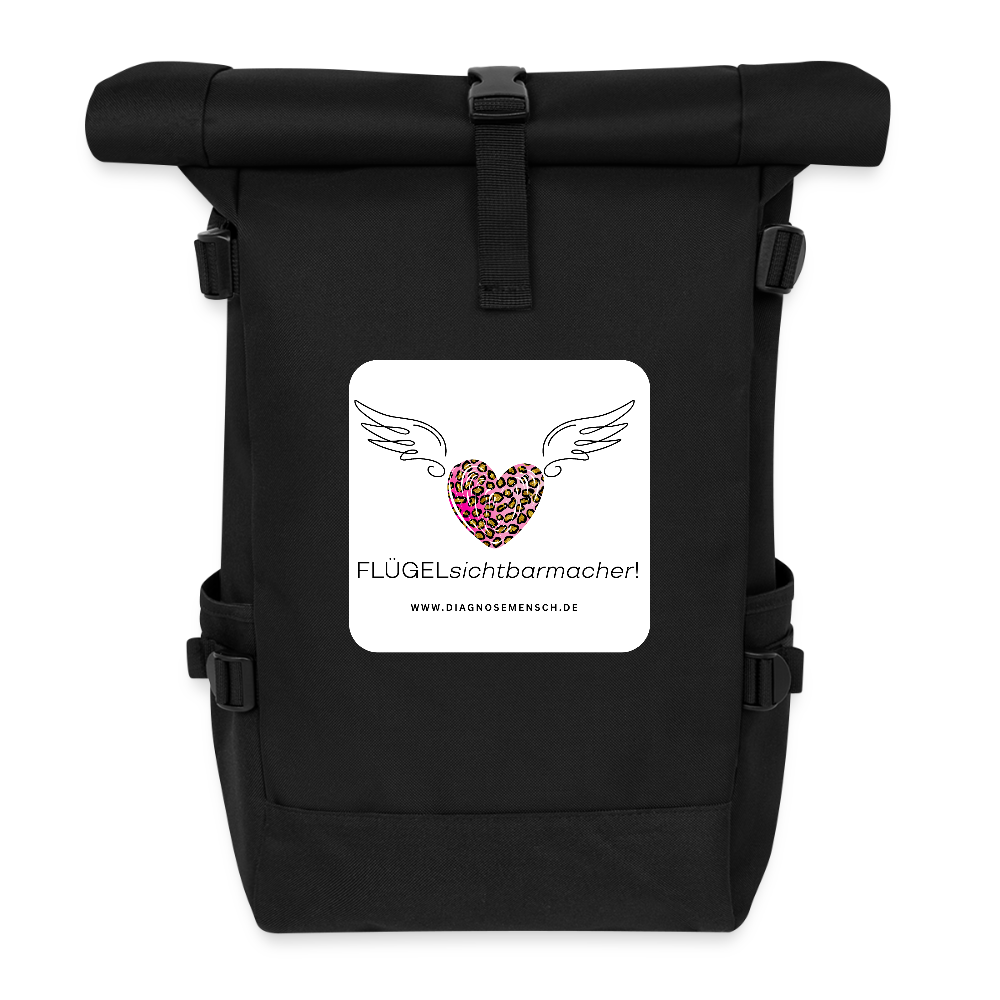 Rolltop Rucksack "FLÜGELsichtbarmacher" - Schwarz
