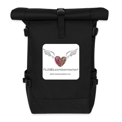 Rolltop Rucksack "FLÜGELsichtbarmacher" - Schwarz