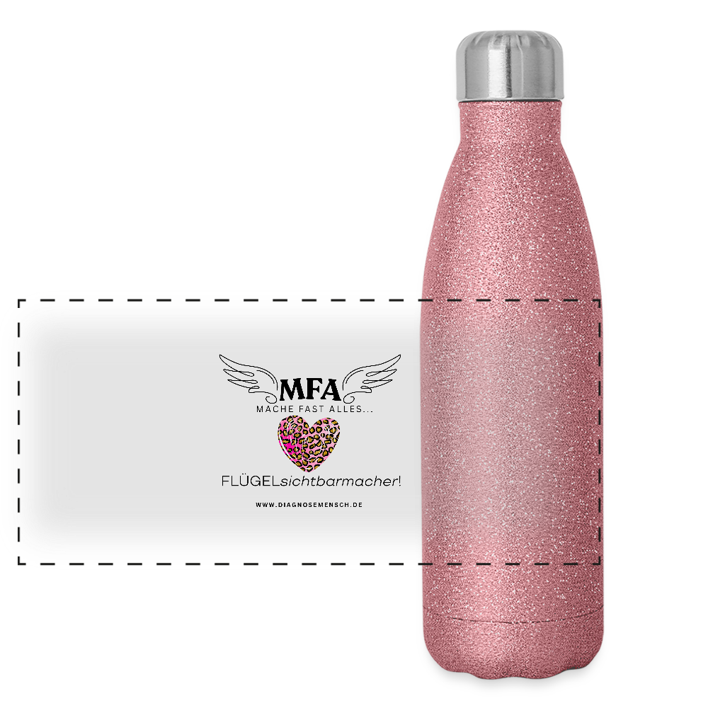 Glitzer Edelstahl Thermosflasche "MFA Leo" - Best Buddy - Pink Glitzer