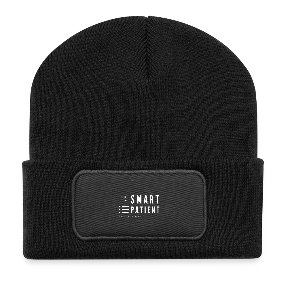 Recycelte Patch Beanie "I'm a smart patient" - Trendy - Schwarz