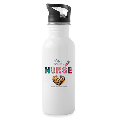 Trinkflasche mit Trinkhalm "Nurse" - Best Buddy - Weiß