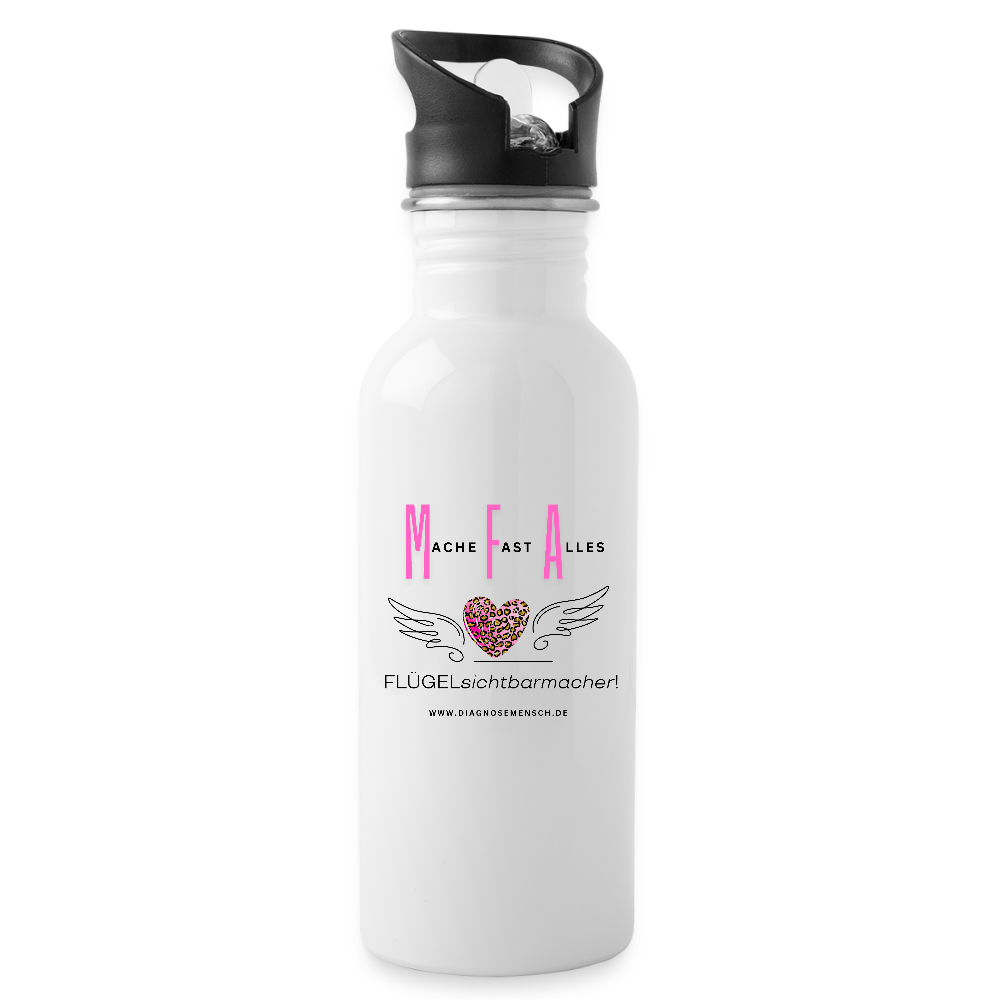 Trinkflasche mit intgriertem Strohhalm " Best Buddy" - Weiß