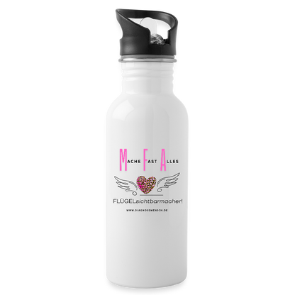 Trinkflasche mit intgriertem Strohhalm " Best Buddy" - Weiß