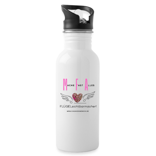 Trinkflasche mit intgriertem Strohhalm " Best Buddy" - Weiß