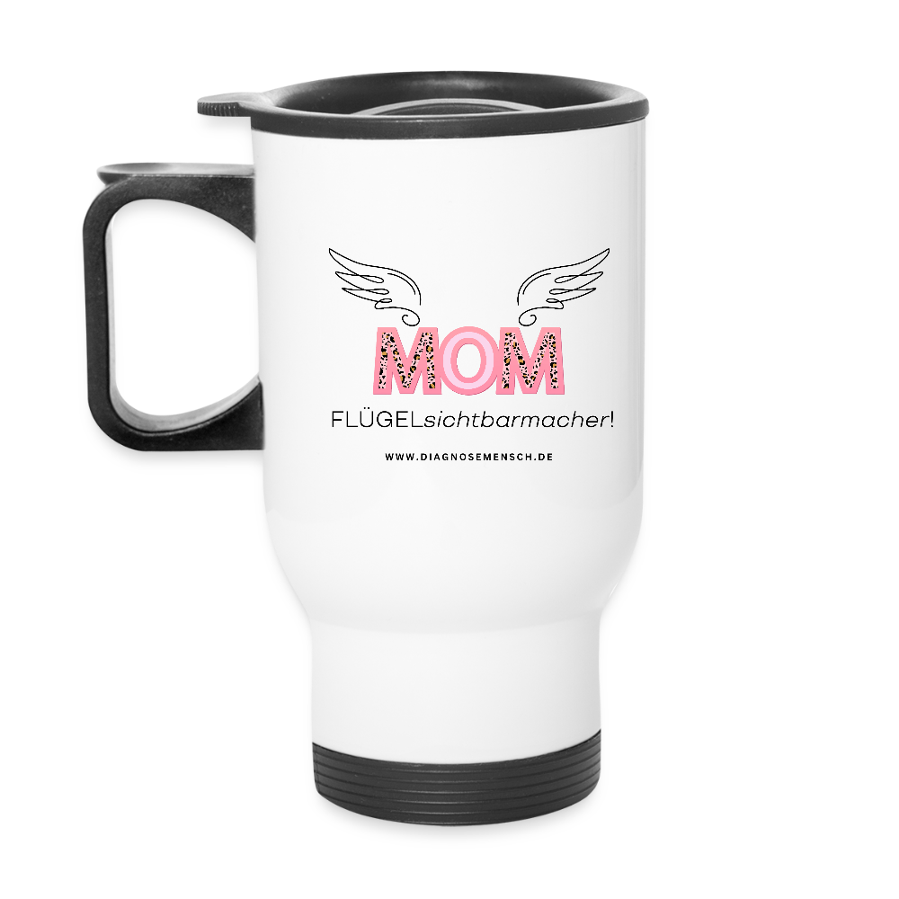 Thermobecher mit Tragegriff "Flügel Mom" - Best Buddy - Weiß
