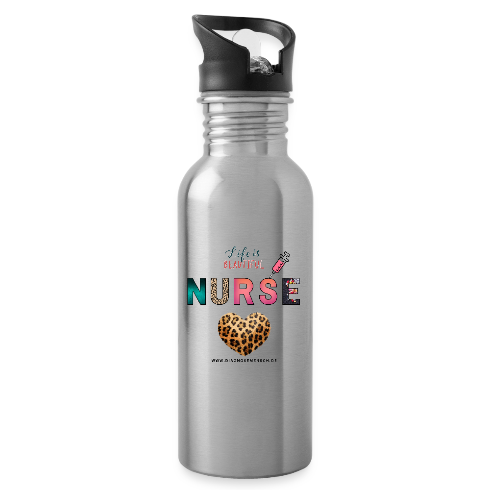 Trinkflasche mit Trinkhalm "Nurse" - Best Buddy - Lightsilver