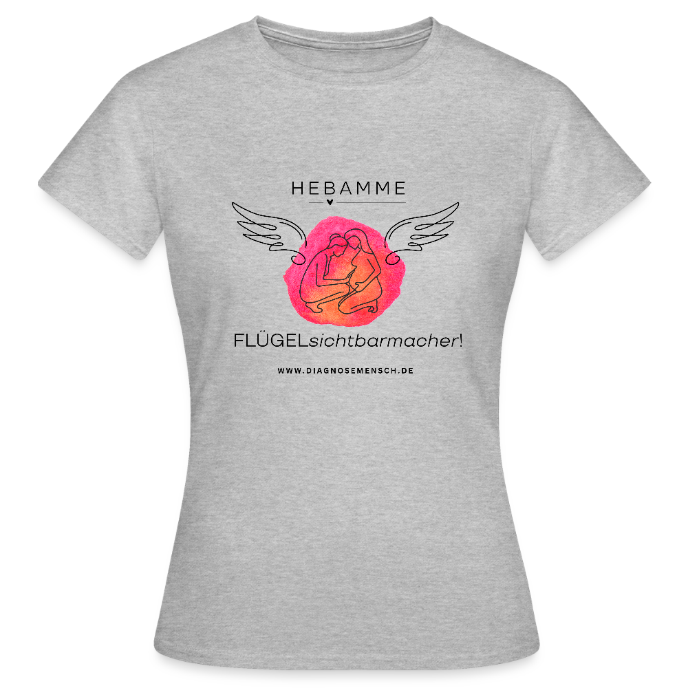 Frauen T-Shirt "Flügel Hebamme" - Best Buddy - Grau meliert