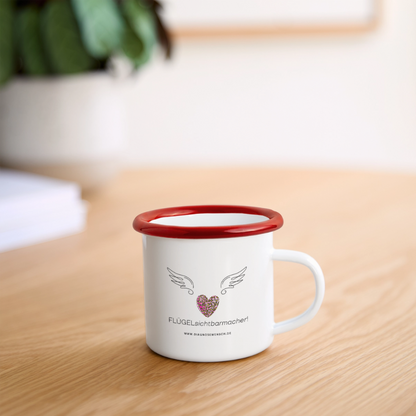 Emaille-Tasse "Flügel" - Best Buddy - Weiß/Rot