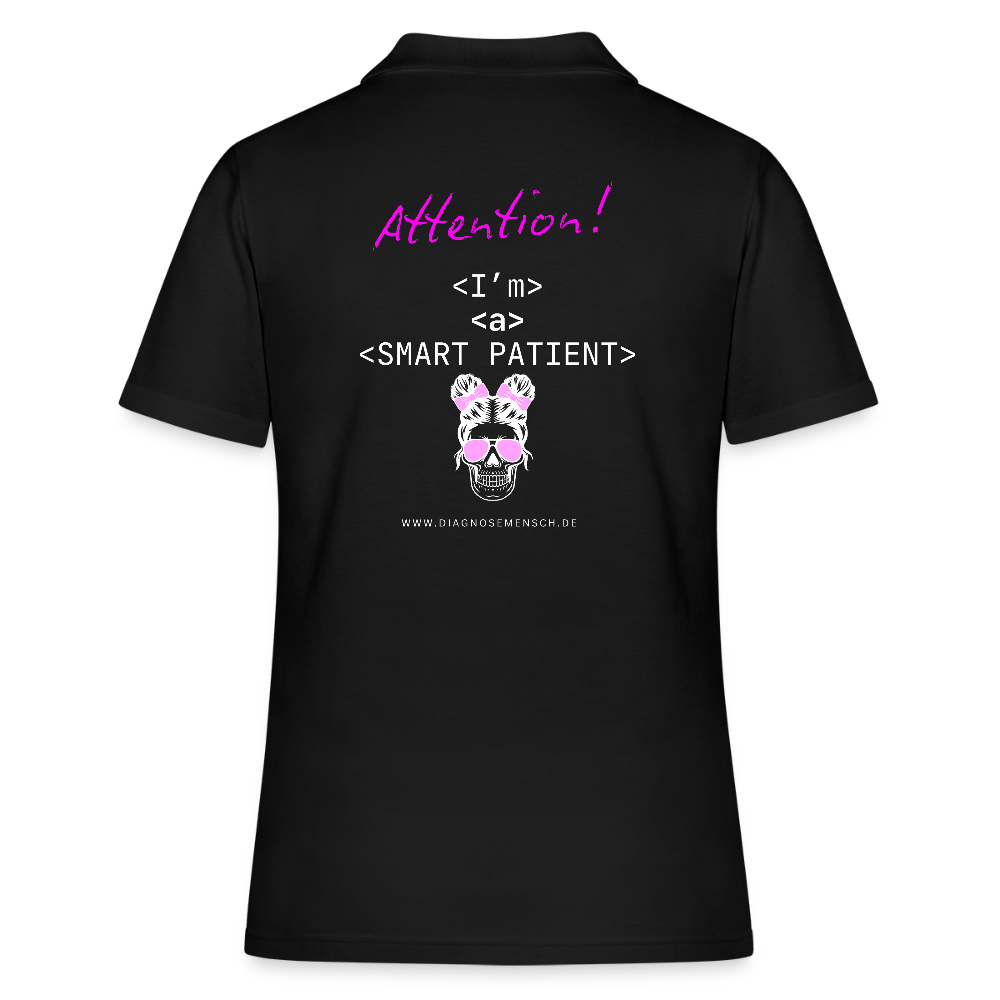 Frauen Polo Shirt "Im a smart patient" - Bad Girl - Schwarz