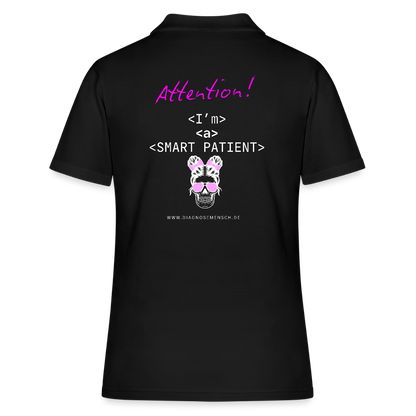 Frauen Polo Shirt "Im a smart patient" - Bad Girl - Schwarz