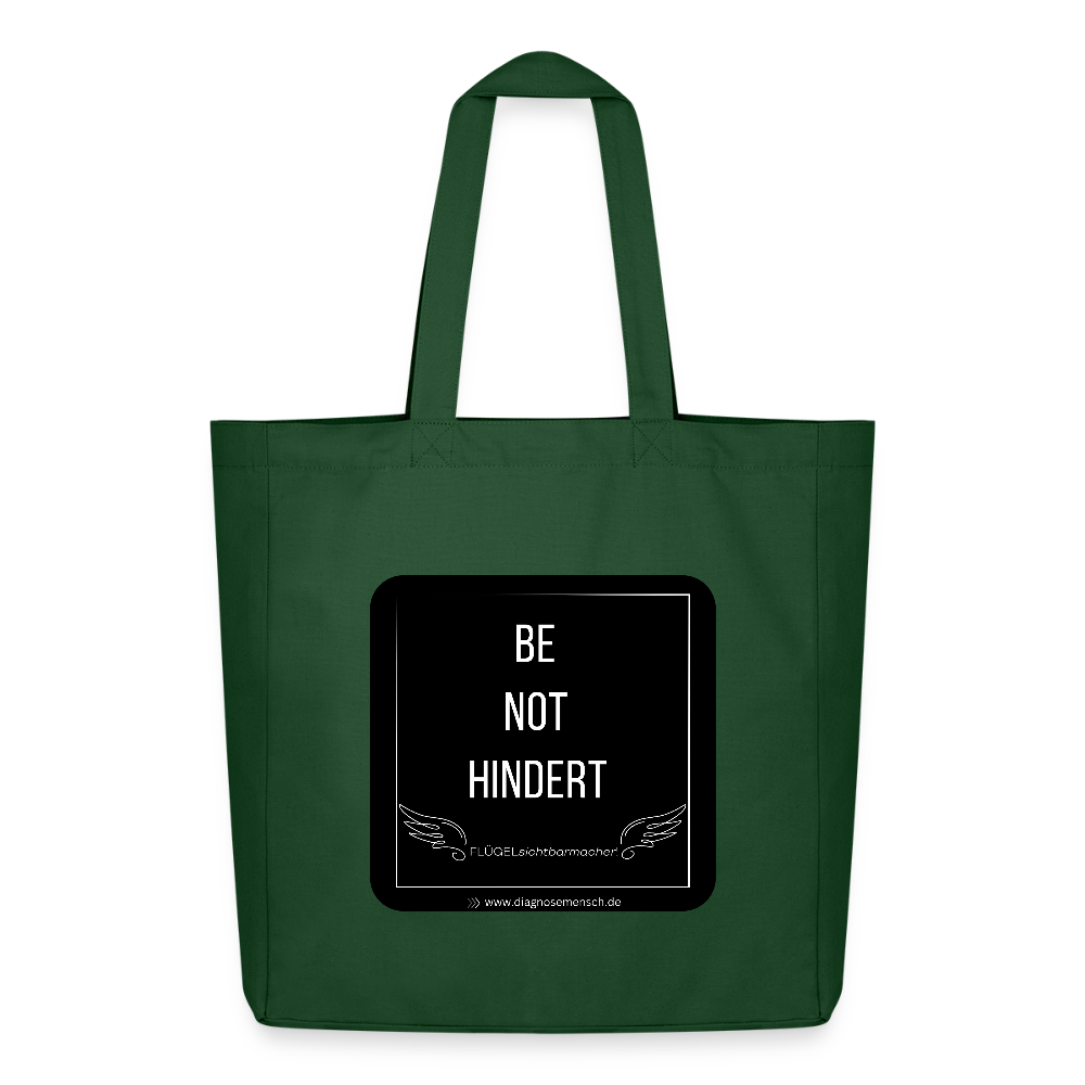 Midweight recycelter Stoffbeutel "BE NOT HINDERT - FLÜGELsichtbarmacher - Flaschengrün
