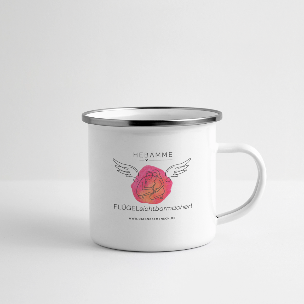 Emaille-Tasse "Flügel Hebamme" - Best Buddy - Weiß