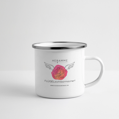 Emaille-Tasse "Flügel Hebamme" - Best Buddy - Weiß