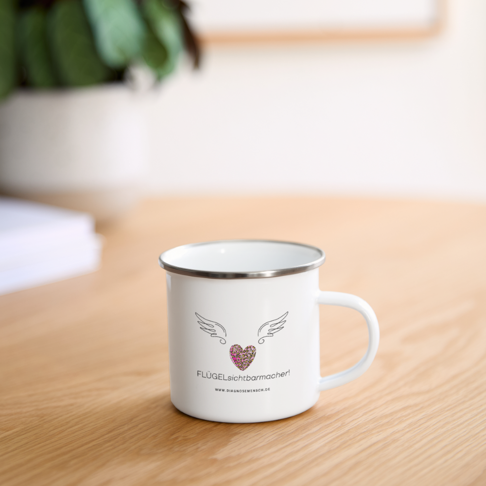 Emaille-Tasse "Flügel" - Best Buddy - Weiß