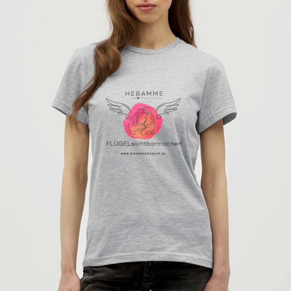Frauen T-Shirt "Flügel Hebamme" - Best Buddy - Grau meliert