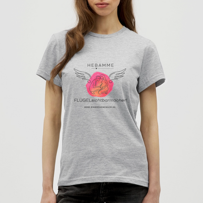 Frauen T-Shirt "Flügel Hebamme" - Best Buddy - Grau meliert