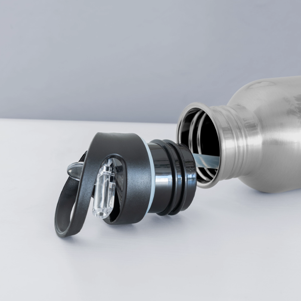 Trinkflasche mit integriertem Strohhalm "ZFA" - Best Buddy - Lightsilver