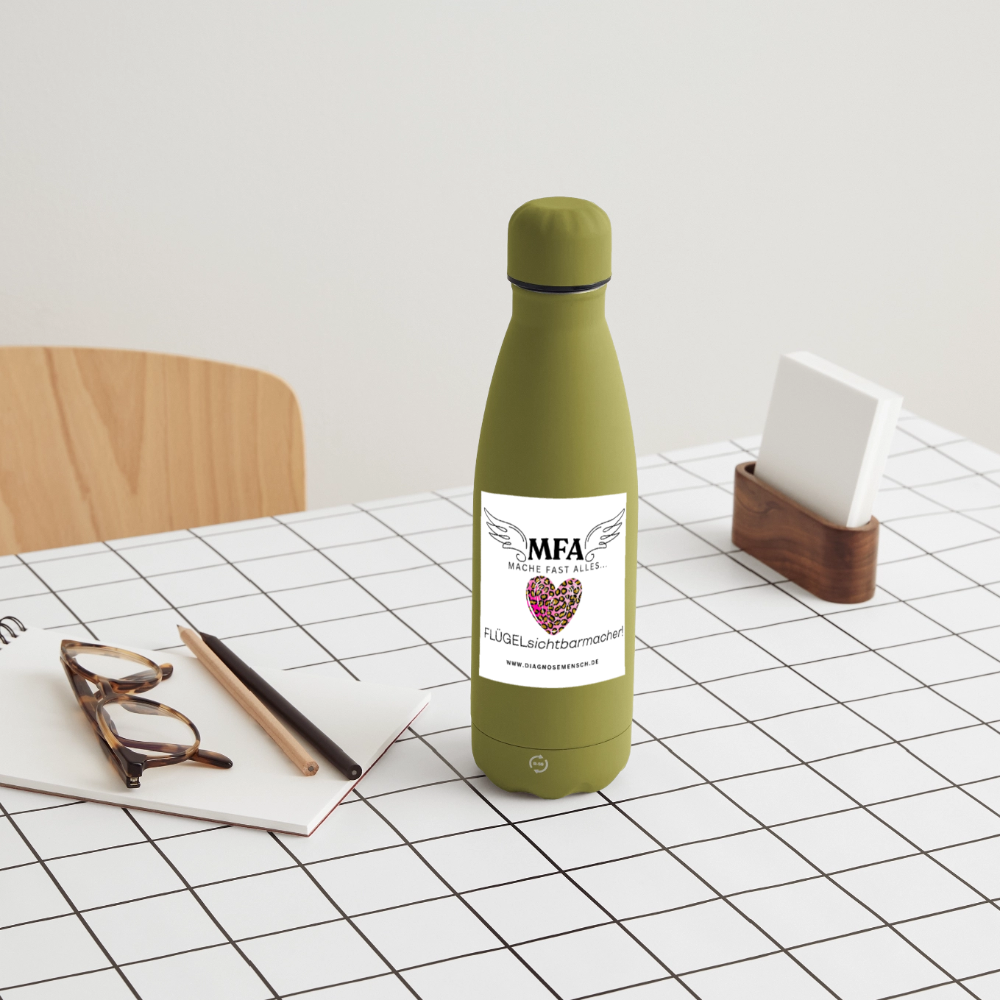 SOFT TOUCH Thermosflasche 500 ml "MFA LEO" - Best Buddy - Olivgrün 