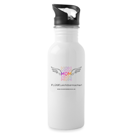 Trinkflasche mit integirertem Strohhalm " Flügel Mom" - Best Buddy - Weiß