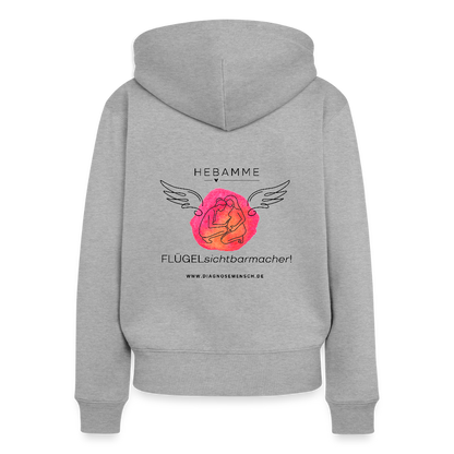 Frauen Premium Kapuzenjacke "Hebamme" - Best Buddy - Grau meliert