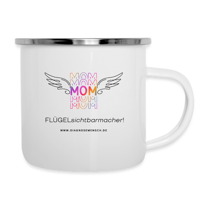 Emaille-Tasse "Flügel - Mom" - Best Buddy - Weiß