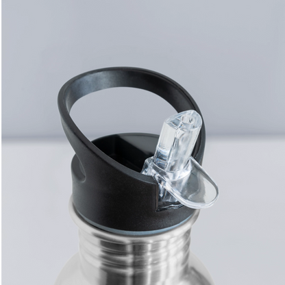 Trinkflasche mit Strohhalm - "MFA - HerzPflaster" - Best Buddy - Lightsilver