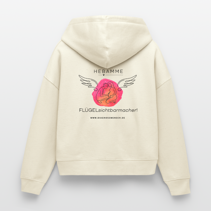 Frauen Bio Zip Hoodie "Hebamme" - Best Buddy - Weißgrau