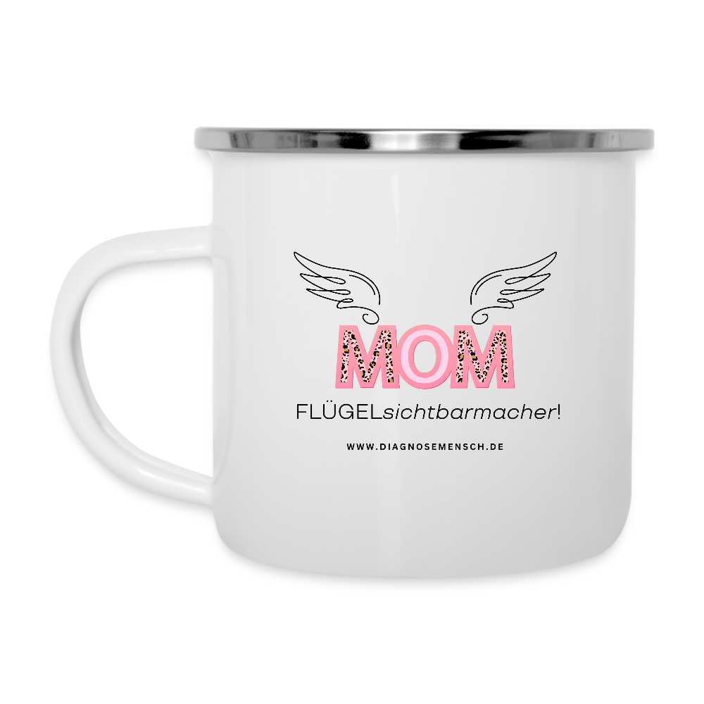 Emaille-Tasse "Flügel Mom" - Best Buddy - Weiß