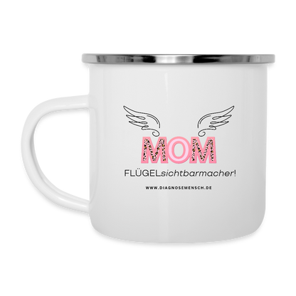 Emaille-Tasse "Flügel Mom" - Best Buddy - Weiß
