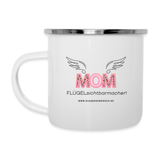 Emaille-Tasse "Flügel Mom" - Best Buddy - Weiß
